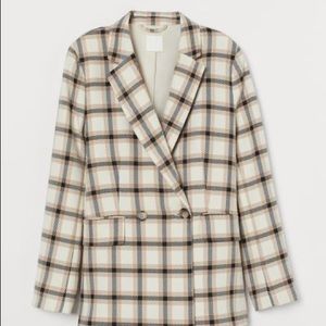 Double-breasted blazer — Plaid/beige